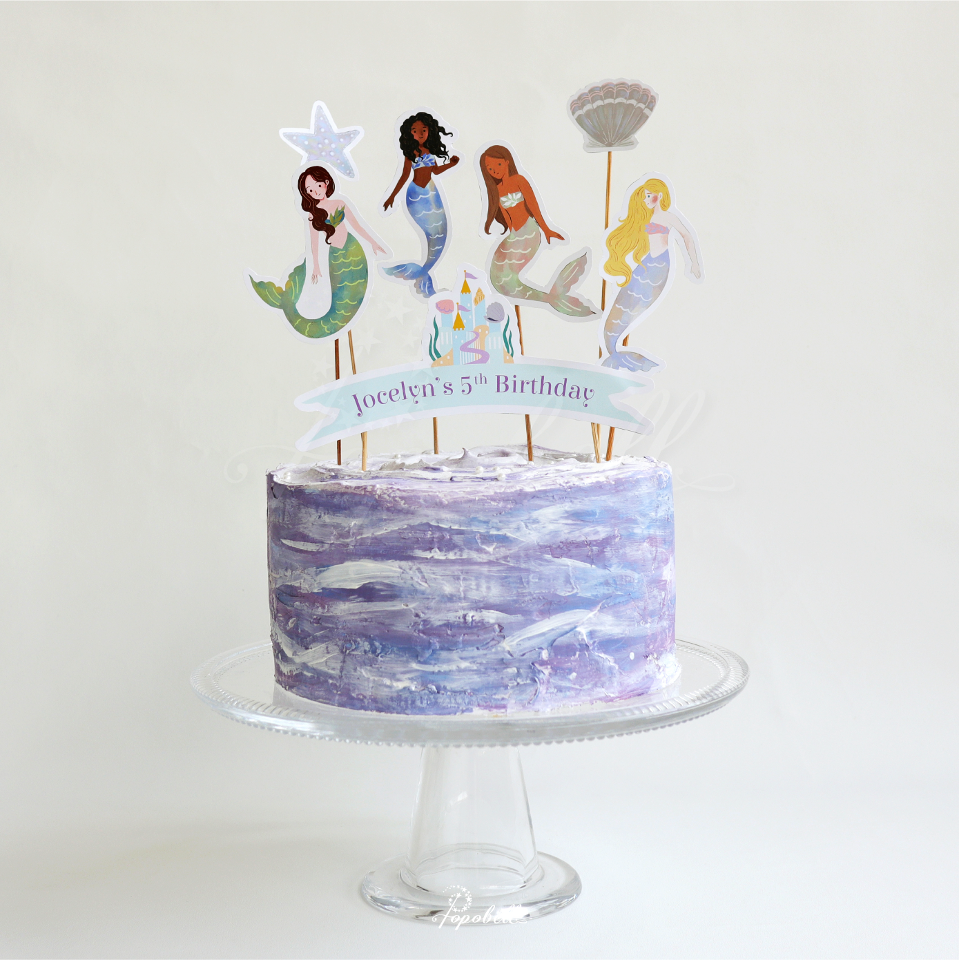 6 Pieces Happy Birthday Cake Decoration for Kids Birthday Cake Decoration VEYLIN Mermaid Cake Topper