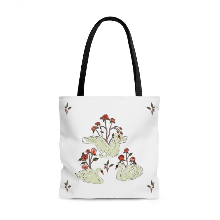 Swan and Roses Tote Bag