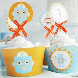 Popobell Studio | Robot Cupcake Toppers Printable
