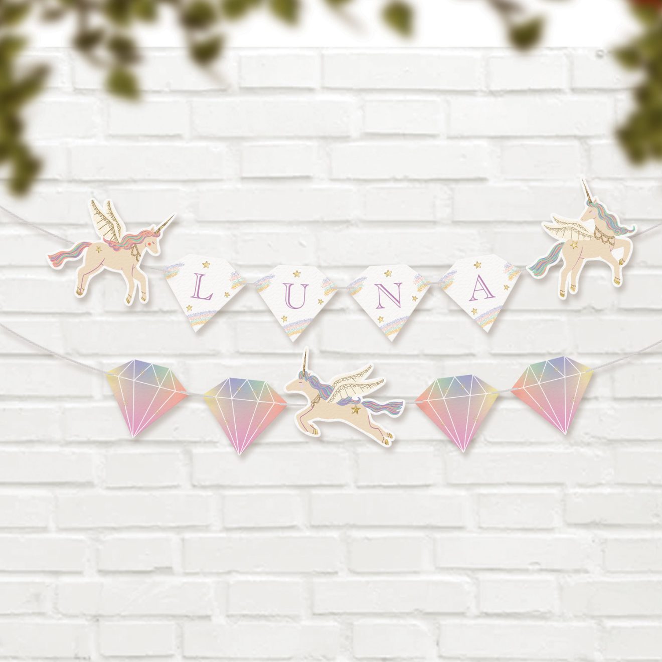 Popobell Studio | Unicorn Garland Printable | Editable