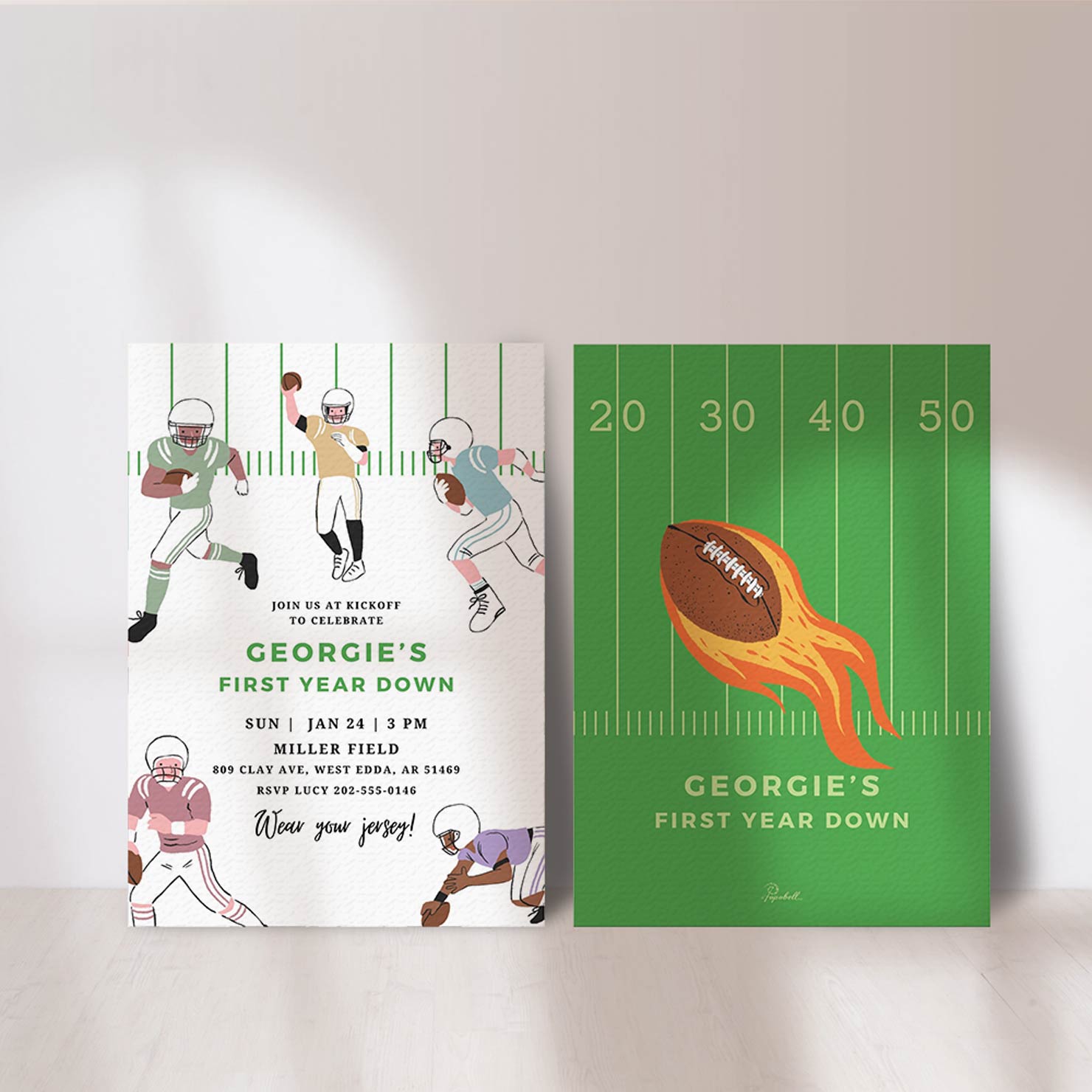Huddle Up™ Football Birthday Invitation | First Year Down Editable Canva Template | 5x7 Printable - Image 5