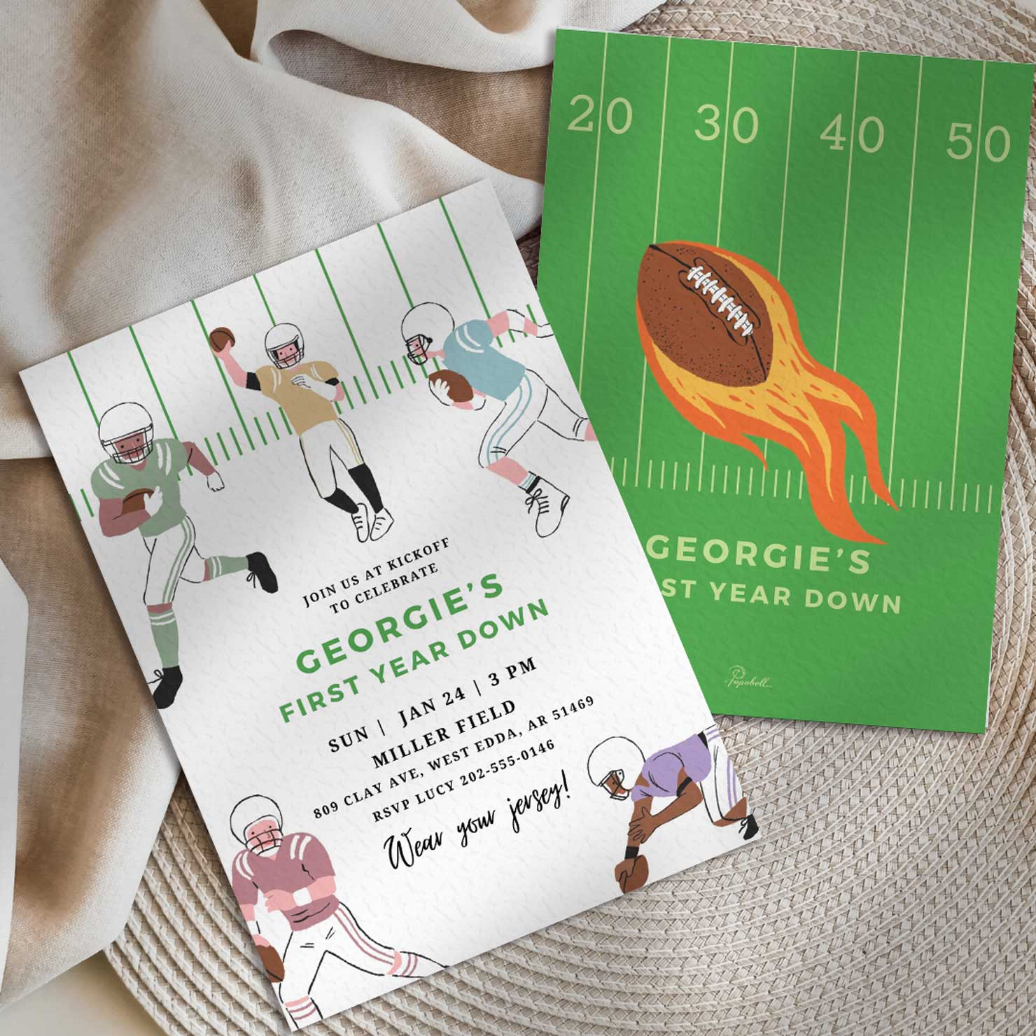 Huddle Up™ Football Birthday Invitation | First Year Down Editable Canva Template | 5x7 Printable - Image 4
