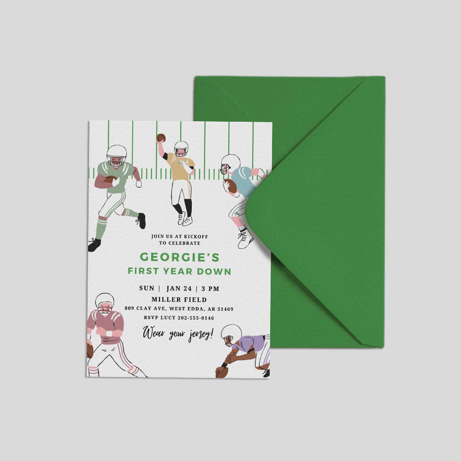 Huddle Up™ Football Birthday Invitation | First Year Down Editable Canva Template | 5x7 Printable - Image 2