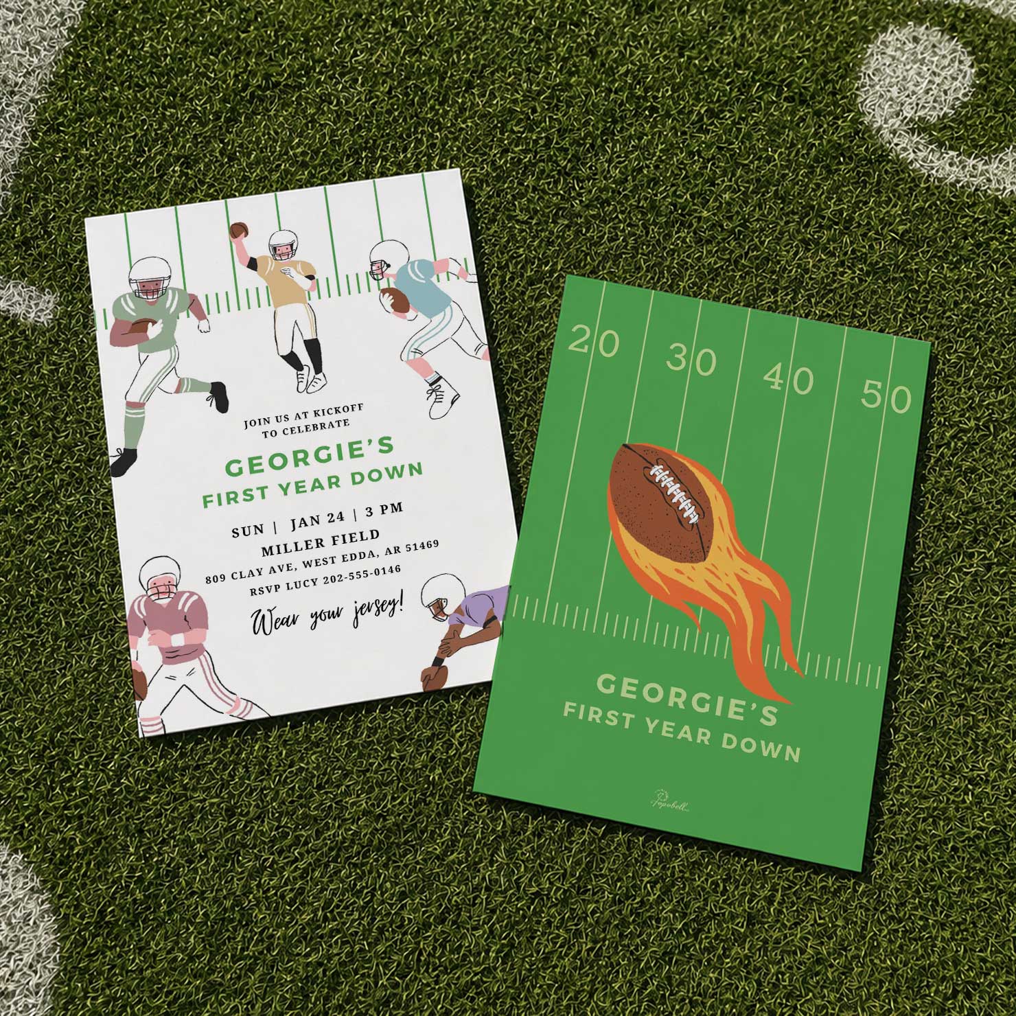 Huddle Up™ Football Birthday Invitation | First Year Down Editable Canva Template | 5x7 Printable