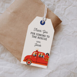 Firetruck Favor Tag