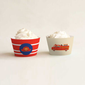 Firetruck Cupcake Wrappers Printable