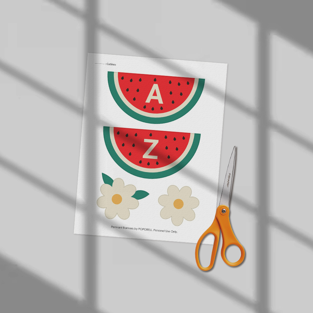 Watermelon and Daisy Banner Printable - Image 2