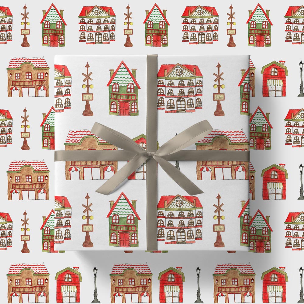 Christmas Town Houses Wrapping Paper - Image 2